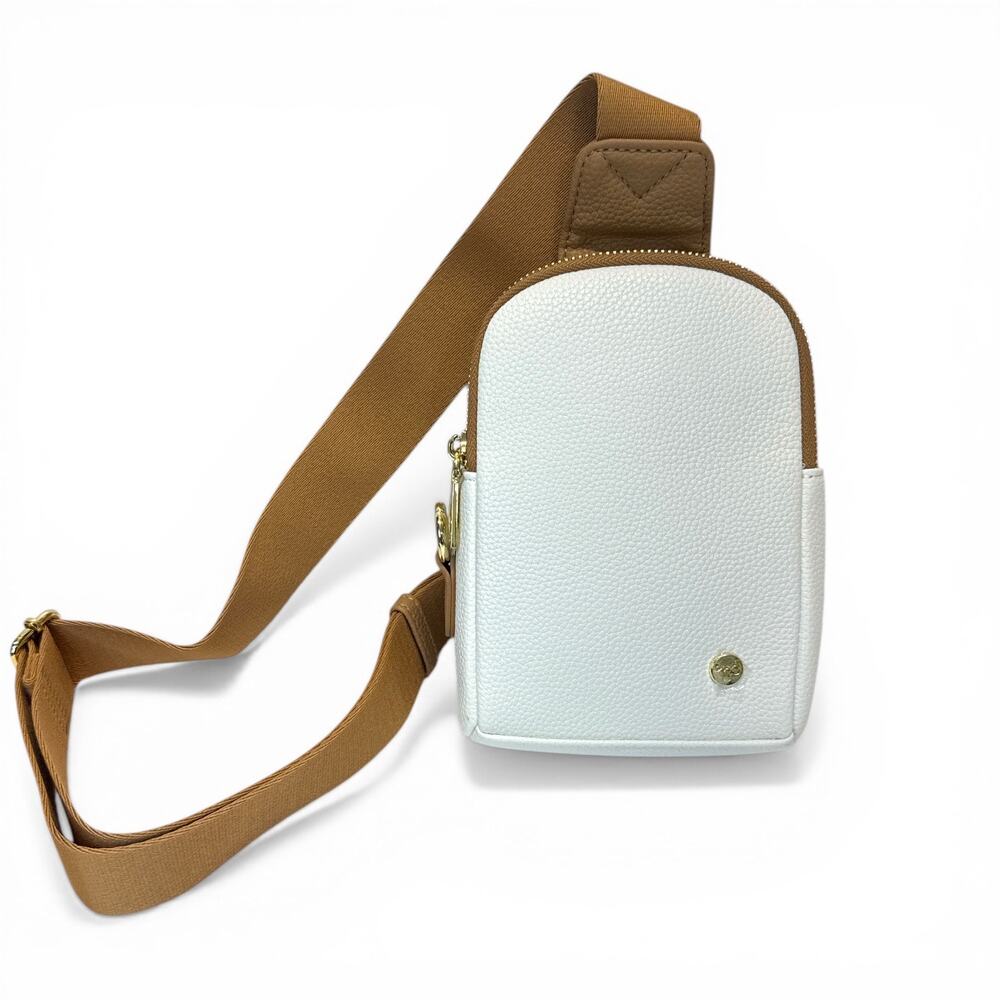 Small Sling Crossbody Bag RFID Faux Leather White Brown Travel Purse INICAT NEW